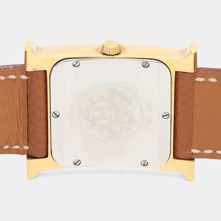 Pre Owned Hermes Heure H HH1.501 Quartz Gold Plated Stainless Steel Men's Wristwatch 26 mm