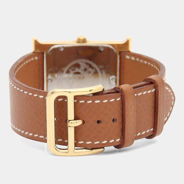 Pre Owned Hermes Heure H HH1.501 Quartz Gold Plated Stainless Steel Men's Wristwatch 26 mm