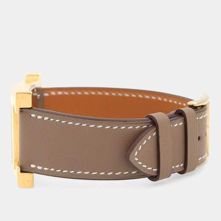مملوكة مسبقًا Hermes Heure H HH1.501 Quartz Gold Plated Stainless Steel Men's Wristwatch 26 mm