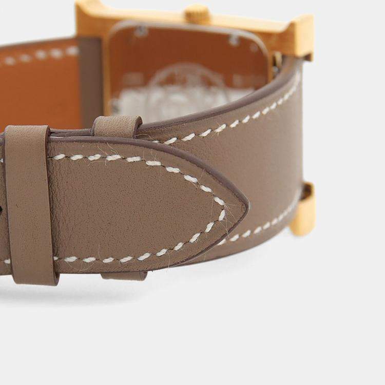 مملوكة مسبقًا Hermes Heure H HH1.501 Quartz Gold Plated Stainless Steel Men's Wristwatch 26 mm