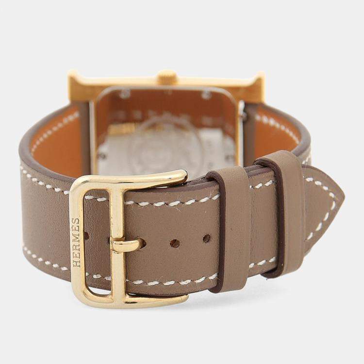 مملوكة مسبقًا Hermes Heure H HH1.501 Quartz Gold Plated Stainless Steel Men's Wristwatch 26 mm