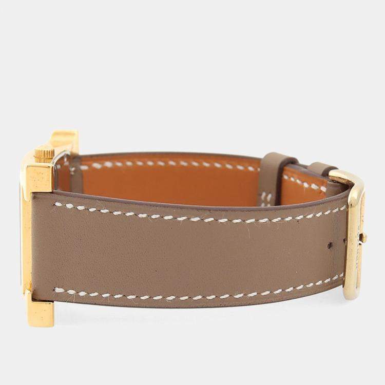 مملوكة مسبقًا Hermes Heure H HH1.501 Quartz Gold Plated Stainless Steel Men's Wristwatch 26 mm