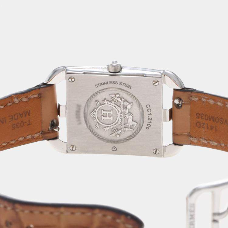 Pre Owned Hermes Cape Cod CC1.210c Quartz Stainless Steel Womens Wristwatch 23 mm
