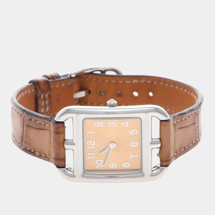 Pre Owned Hermes Cape Cod CC1.210c Quartz Stainless Steel Womens Wristwatch 23 mm