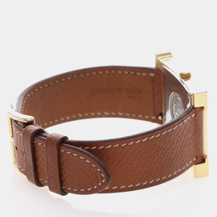 Pre Owned Hermes Heure H HH1.501e Quartz Gold Plated Stainless Steel Womens Wristwatch 27 mm