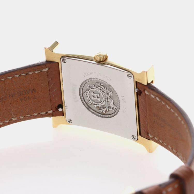 Pre Owned Hermes Heure H HH1.501e Quartz Gold Plated Stainless Steel Womens Wristwatch 27 mm