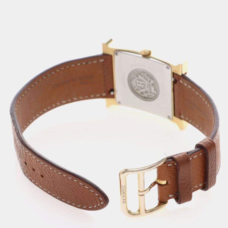 Pre Owned Hermes Heure H HH1.501e Quartz Gold Plated Stainless Steel Womens Wristwatch 27 mm