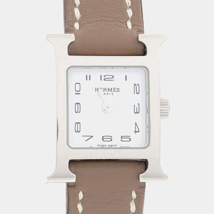 Pre Owned Hermes Heure H HH1.110 Quartz Stainless Steel Womens Wristwatch 17 mm