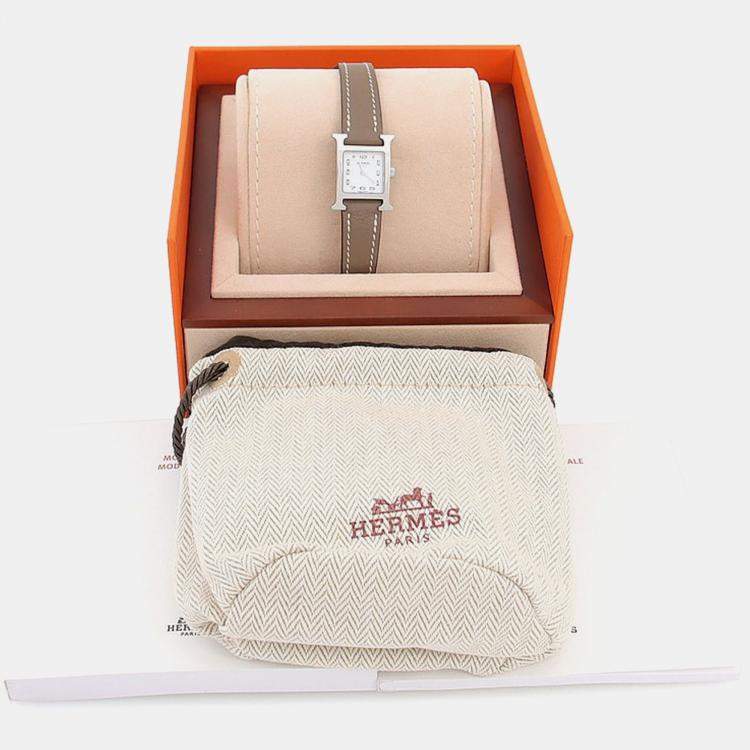 Pre Owned Hermes Heure H HH1.110 Quartz Stainless Steel Womens Wristwatch 17 mm