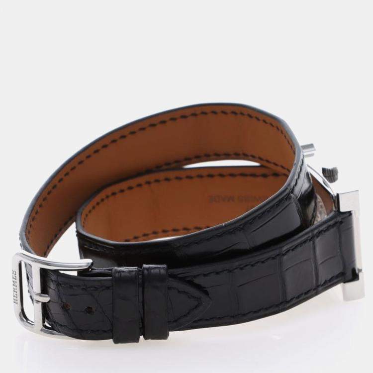 مملوكة مسبقًا Hermes Heure H HH1.235 Quartz Stainless Steel Womens Wristwatch 21.5 mm