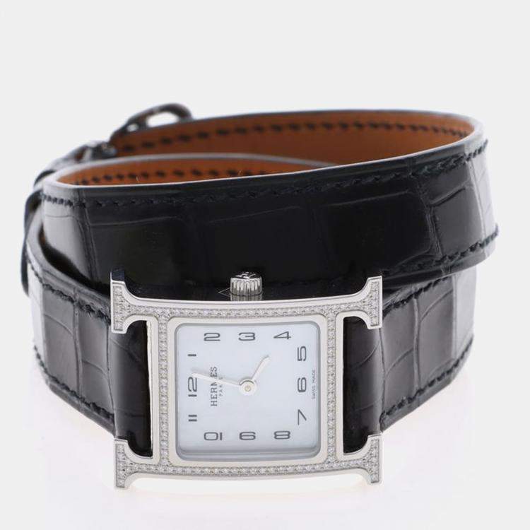 مملوكة مسبقًا Hermes Heure H HH1.235 Quartz Stainless Steel Womens Wristwatch 21.5 mm