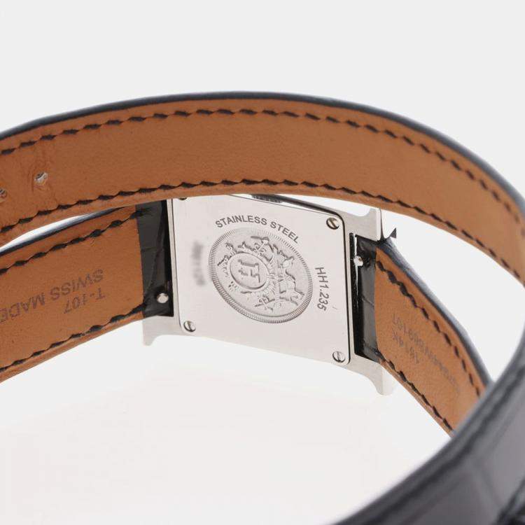 مملوكة مسبقًا Hermes Heure H HH1.235 Quartz Stainless Steel Womens Wristwatch 21.5 mm