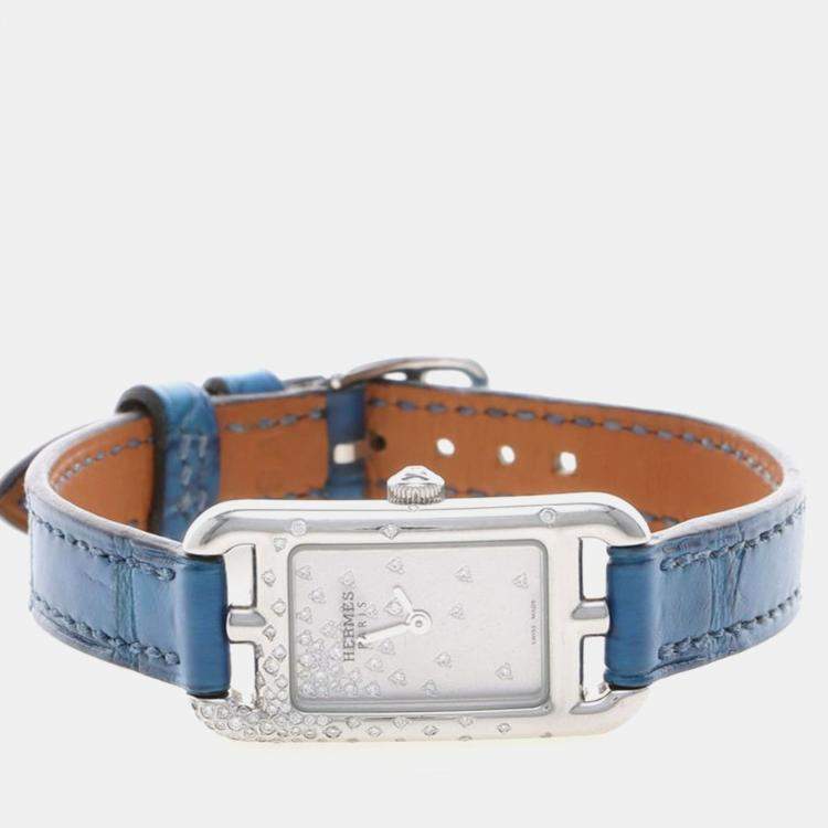 Pre Owned Hermes Nantucket NA2.131 Quartz Diamond Stainless Steel Womens Wristwatch 17 mm
