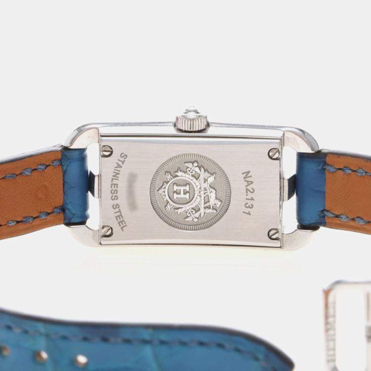 Pre Owned Hermes Nantucket NA2.131 Quartz Diamond Stainless Steel Womens Wristwatch 17 mm