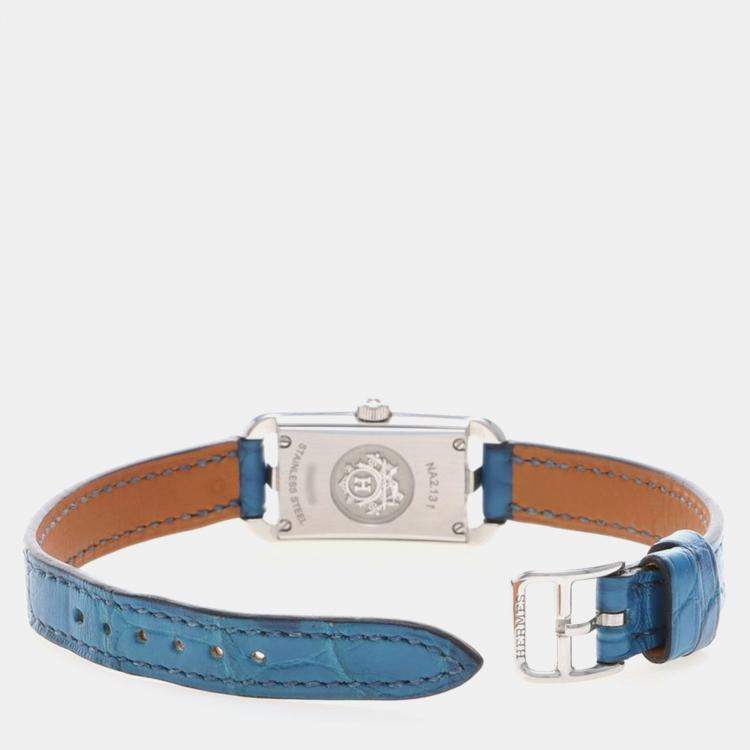 Pre Owned Hermes Nantucket NA2.131 Quartz Diamond Stainless Steel Womens Wristwatch 17 mm