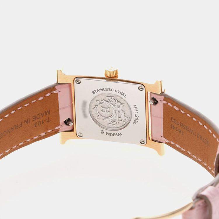 Pre Owned Hermes Heure H HH1.202c Quartz Gold Plated Stainless Diamond Steel Women's Wristwatch 21.5 mm