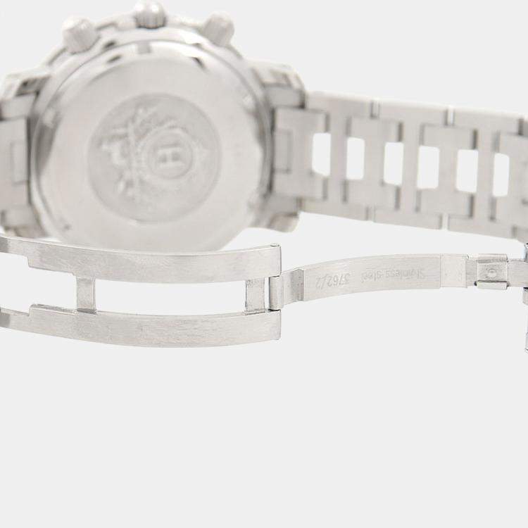 Pre Owned Hermes Clipper Chronograph CL2.910 Quartz Black Stainless Steel Men's Wristwatch 38mm
