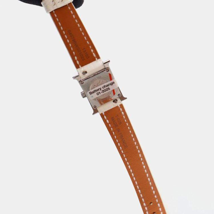 Pre Owned Hermes Heure H Quartz White Stainless Steel Women's Wristwatch 21 mm