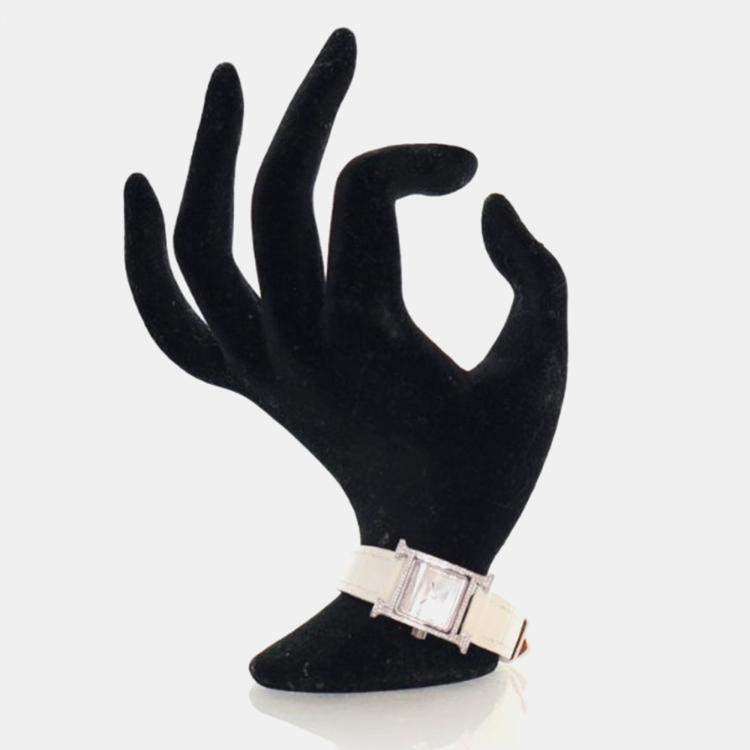 Pre Owned Hermes Heure H Quartz White Stainless Steel Women's Wristwatch 21 mm