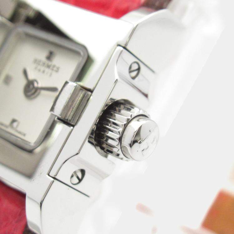 Pre Owned Hermes Medor ME2.131 Quartz Silver Stainless Steel Diamond Women's Wristwatch 17 mm