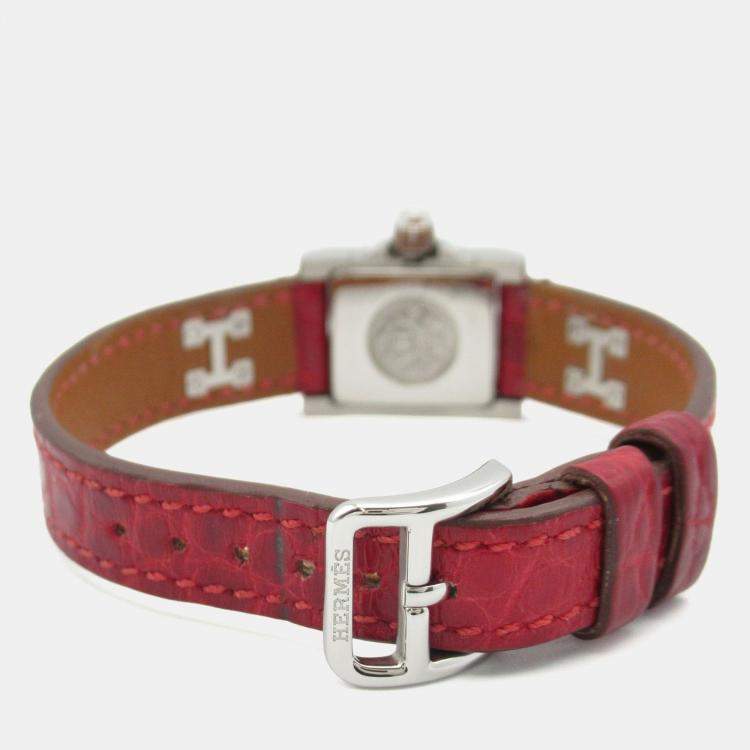 Pre Owned Hermes Medor ME2.131 Quartz Silver Stainless Steel Diamond Women's Wristwatch 17 mm