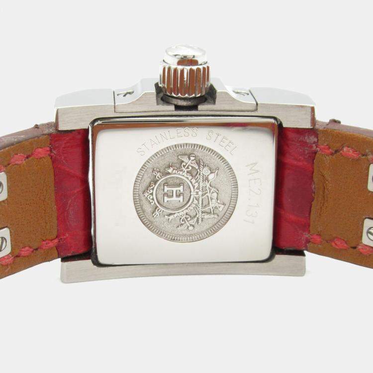 Pre Owned Hermes Medor ME2.131 Quartz Silver Stainless Steel Diamond Women's Wristwatch 17 mm