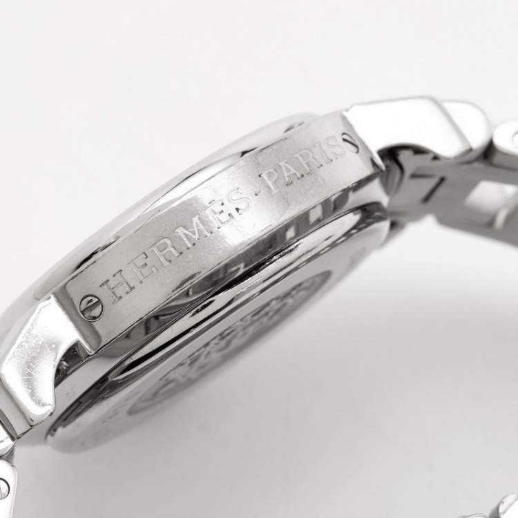 Pre Owned Hermes Clipper CL1.310 Quartz White Stainless Steel Women's Wristwatch 31 mm