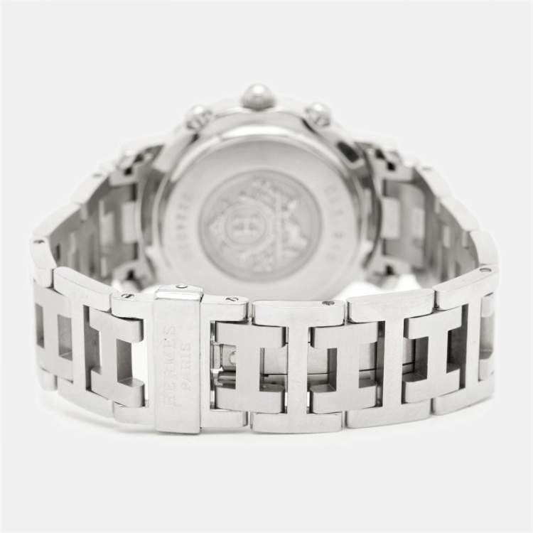 Pre Owned Hermes Clipper CL1.310 Quartz White Stainless Steel Women's Wristwatch 31 mm