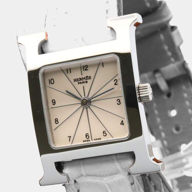 Pre Owned Hermes Heure H HH1.210 Quartz Silver Stainless Steel Women's Wristwatch 21 mm