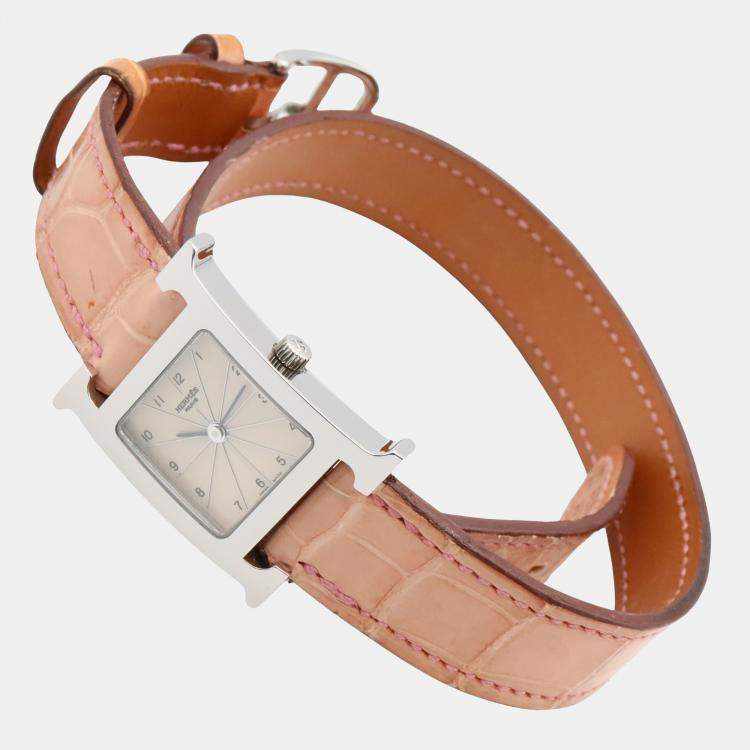 Pre Owned Hermes Heure H HH1.210 Quartz Silver Stainless Steel Women's Wristwatch 21 mm