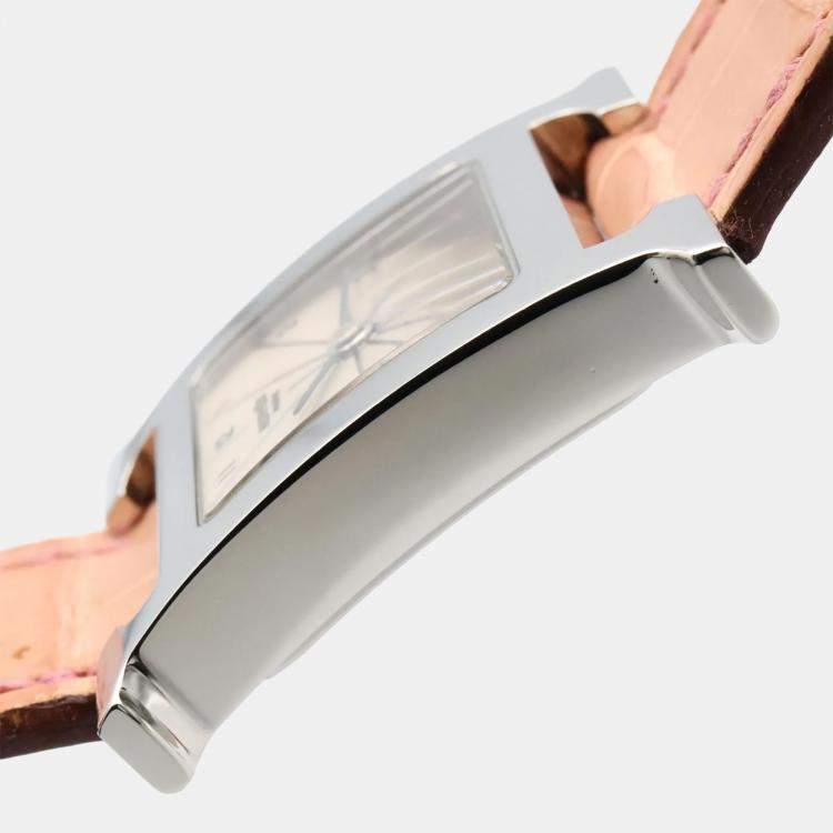 Pre Owned Hermes Heure H HH1.210 Quartz Silver Stainless Steel Women's Wristwatch 21 mm