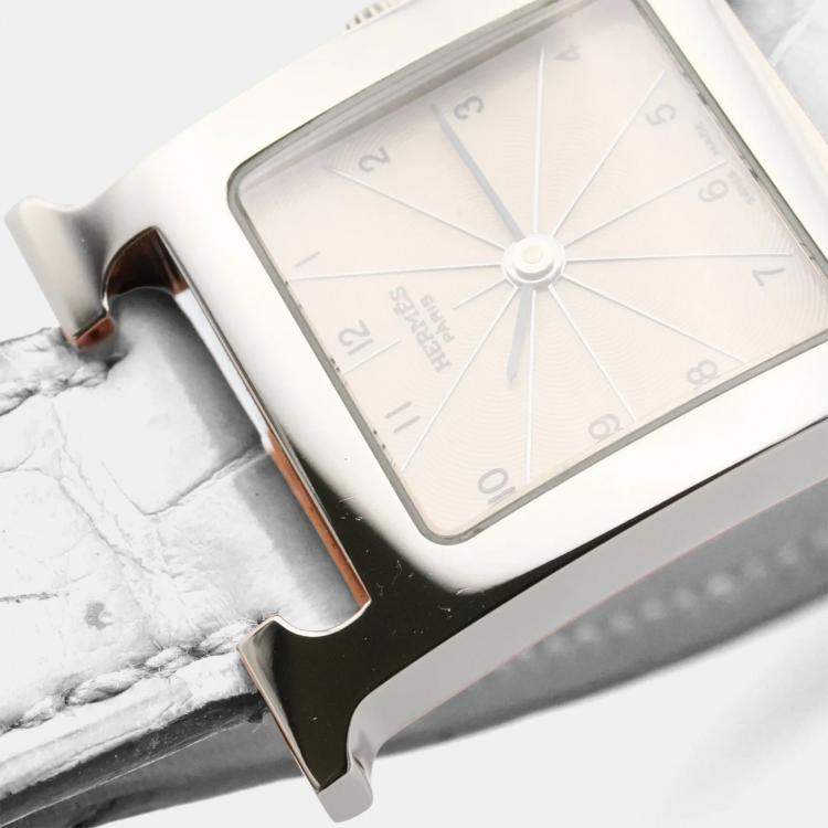 Pre Owned Hermes Heure H HH1.210 Quartz Silver Stainless Steel Women's Wristwatch 21 mm