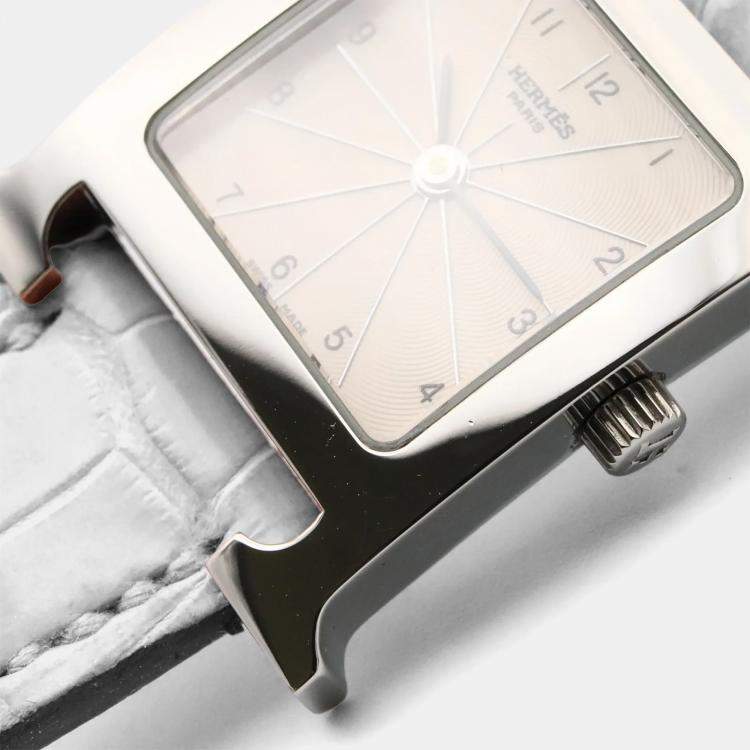 Pre Owned Hermes Heure H HH1.210 Quartz Silver Stainless Steel Women's Wristwatch 21 mm