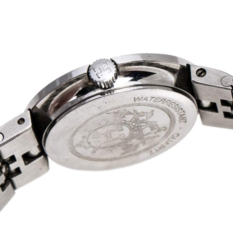 Pre Owned Hermes Beige Two-Tone Stainless Steel Clipper Women's Wristwatch 24 mm