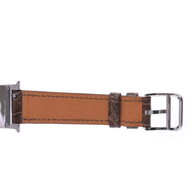 Pre Owned Hermes MOP Diamonds Stainless Steel HH1.210 Quartz Women's Wristwatch 30 MM
