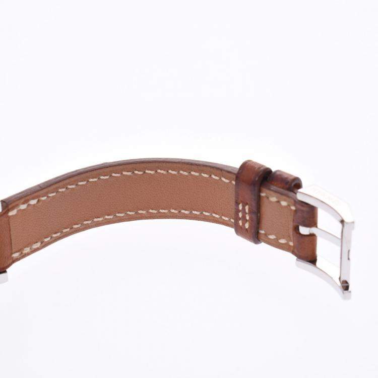 Pre Owned Hermes Silver Stainless Steel Tandem De Bourtour TA1.210 Quartz Women's Wristwatch 29 MM