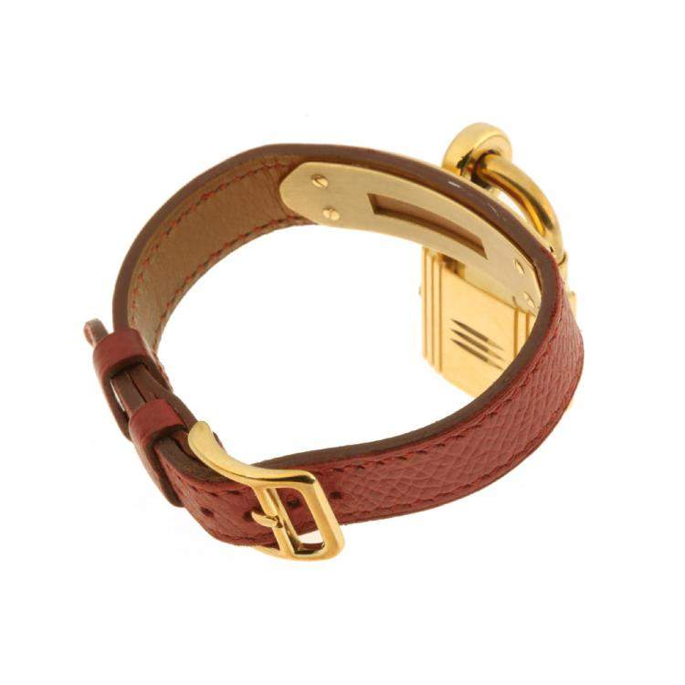 Pre Owned Hermes Champagne Gold Tone Stainless Steel Kelly KE1.210 Women's Wristwatch 20.5 MM