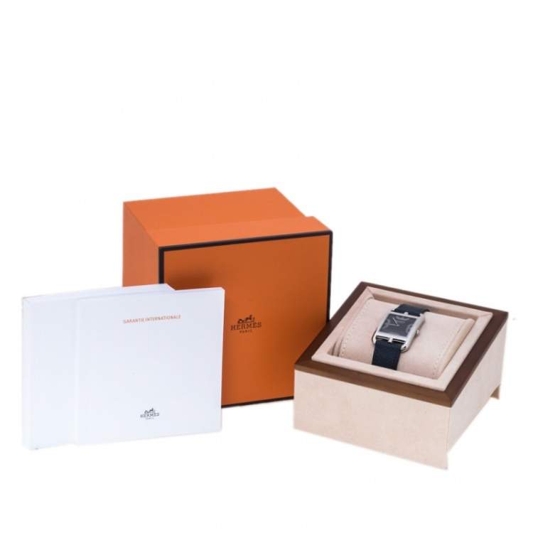 Pre Owned Hermes Blue Stainless Steel Leather Cape Cod CC3.710 Women's Wristwatch 29 mm