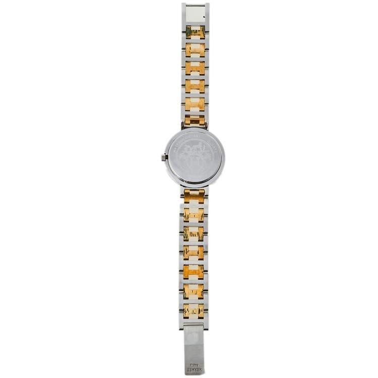 Pre Owned Hermes Cream Two-Tone Stainless Steel Clipper Women's Wristwatch 30 mm