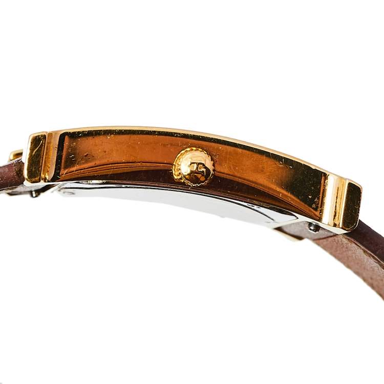 Pre Owned Hermes White Gold Plated Stainless Steel Leather Heure H HH1.501 Women's Wristwatch 26 mm