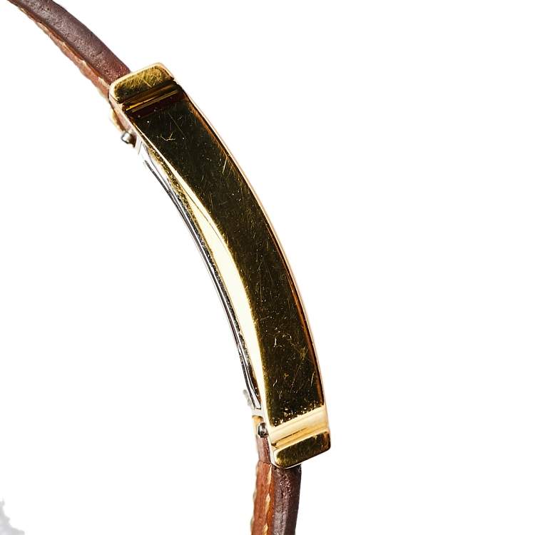 Pre Owned Hermes White Gold Plated Stainless Steel Leather Heure H HH1.501 Women's Wristwatch 26 mm