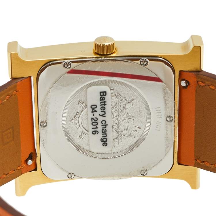 Pre Owned Hermes White Gold Plated Stainless Steel Heure H GM HH1.801 Women's Wristwatch 30 MM