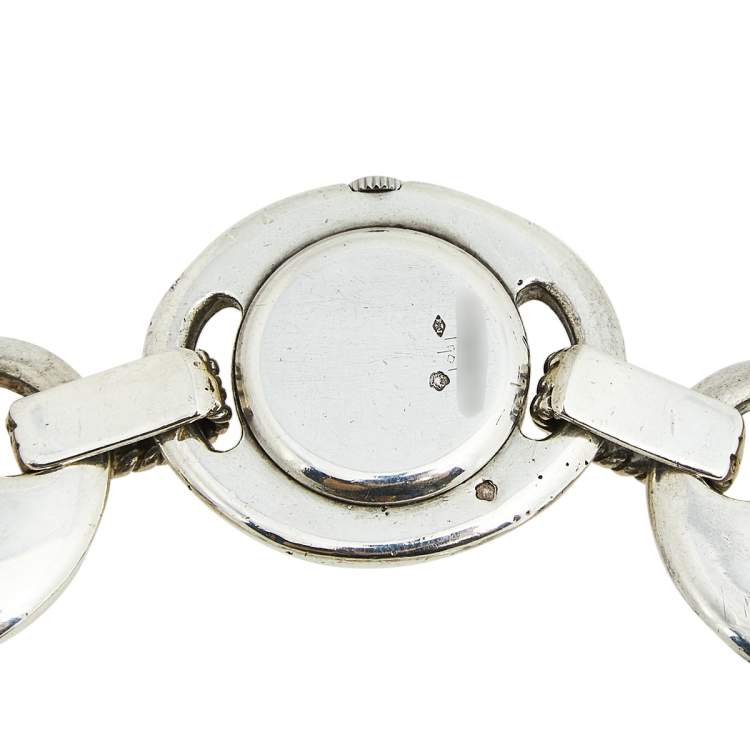 Pre Owned Hermes White Silver Vintage Women's Wristwatch 25 mm