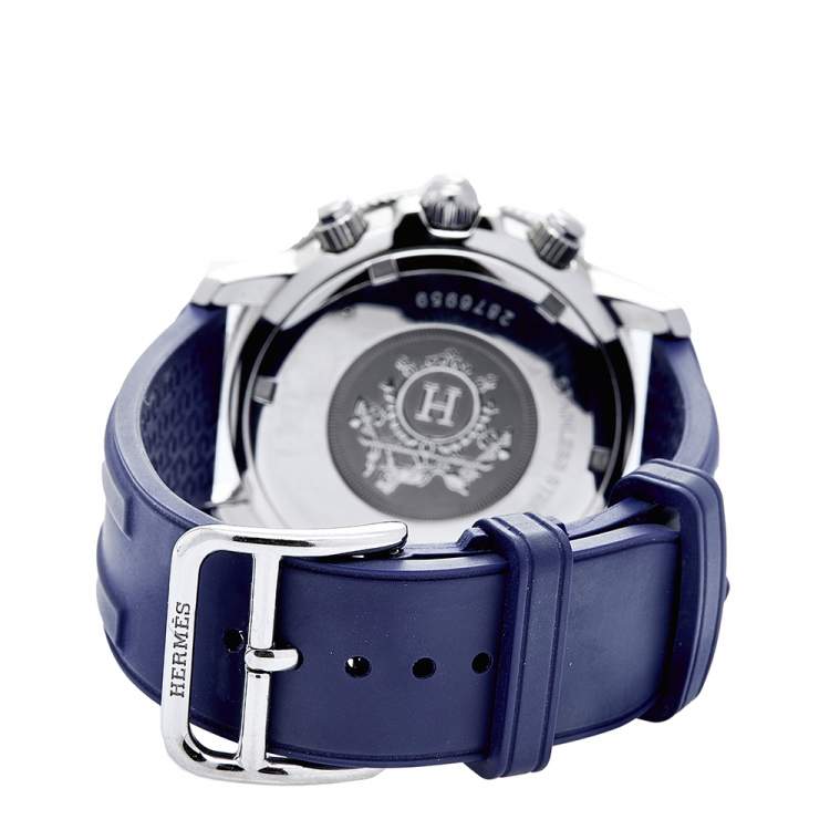 Pre Owned Hermes Silver Stainless Steel Rubber Clipper CP2.410 Women's Wristwatch 36 mm