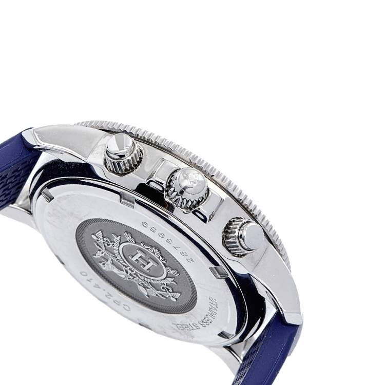 Pre Owned Hermes Silver Stainless Steel Rubber Clipper CP2.410 Women's Wristwatch 36 mm