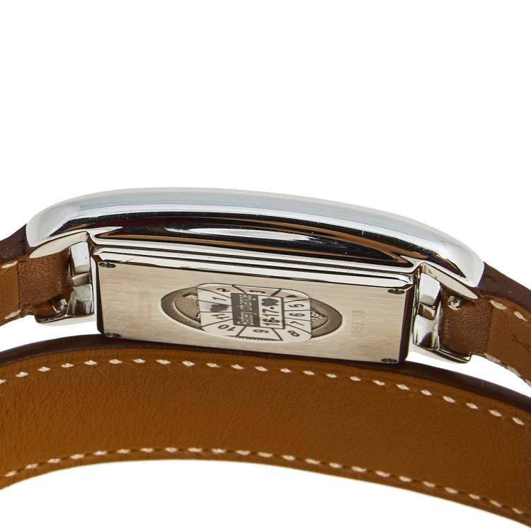 Pre Owned Hermes Silver Stainless Steel Leather Cape Cod CC2.710 Women's Wristwatch 29 mm