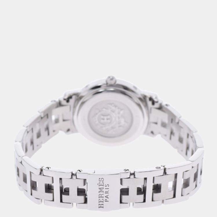 Pre Owned Hermes Pink Stainless Steel Clipper CL4.210 Women's Wristwatch 24 mm