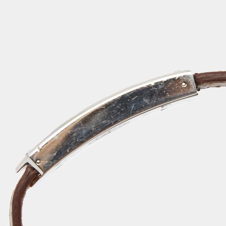 Pre Owned Hermes White Stainless Steel Kelly 2 Double Tour KT1.210 Women's Wristwatch 15 mm