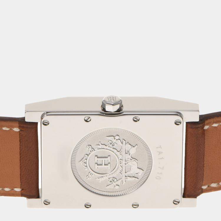 Pre Owned Hermes Silver Stainless Steel Tandem TA1.710 Quartz Women's Wristwatch 26 mm