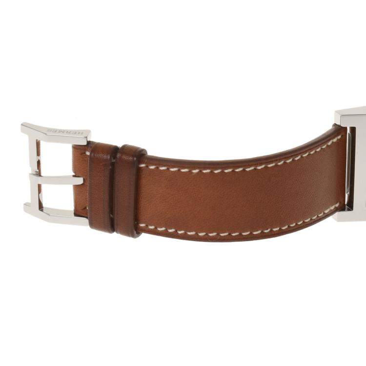 Pre Owned Hermes Silver Stainless Steel Tandem TA1.710 Quartz Women's Wristwatch 26 mm
